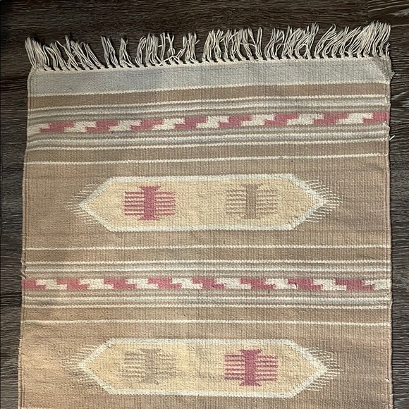 Beige and Pink Patterned Rug - Picture 2 of 5